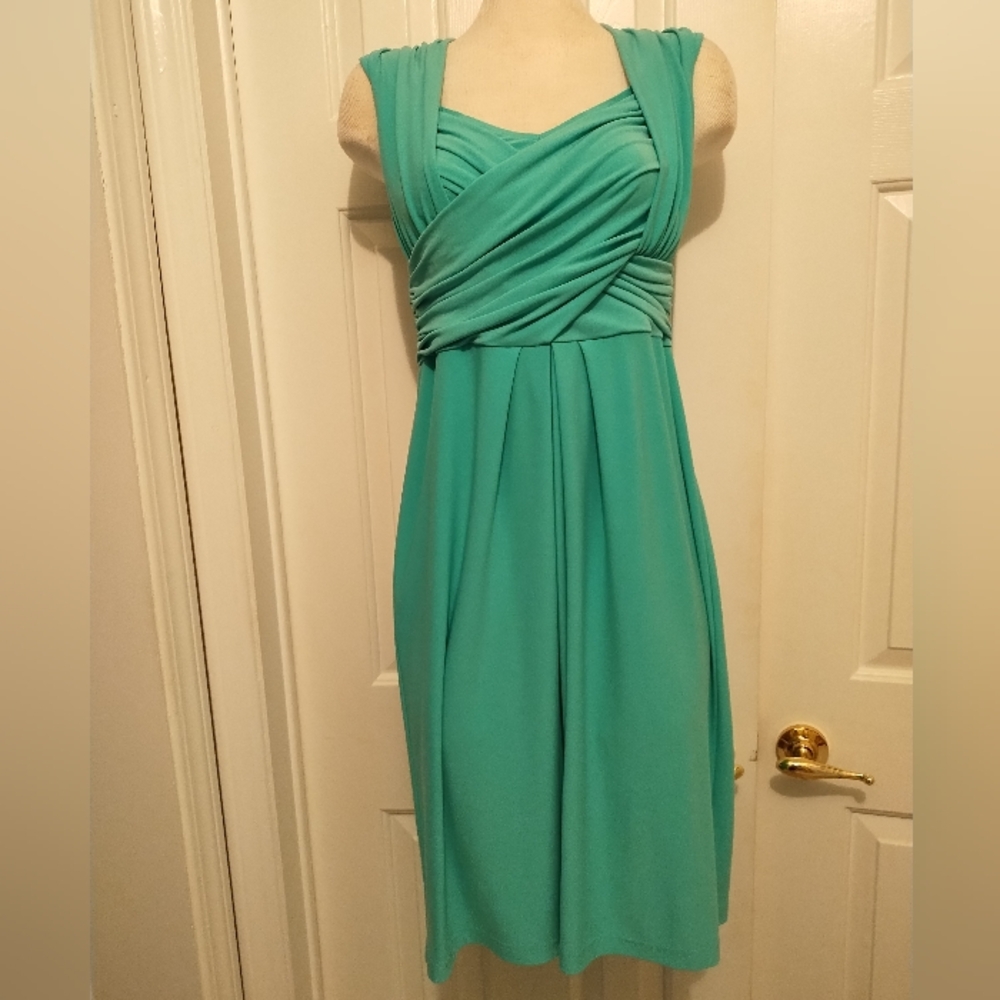 Joseph Ribkoff Green Ruched Tie Front Dress